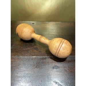 Vintage Wooden Dumbbell‎ Hand Weight Exercise Prop Decor Primitive Antique